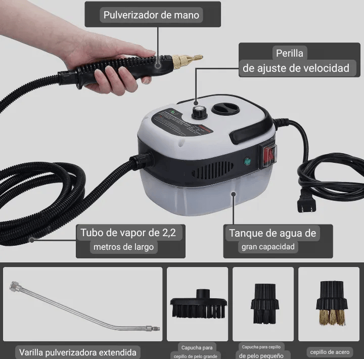 Limpiador a Vapor Presión 2500W Portátil